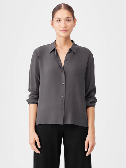 Silk Georgette Crepe Classic Collar Shirt