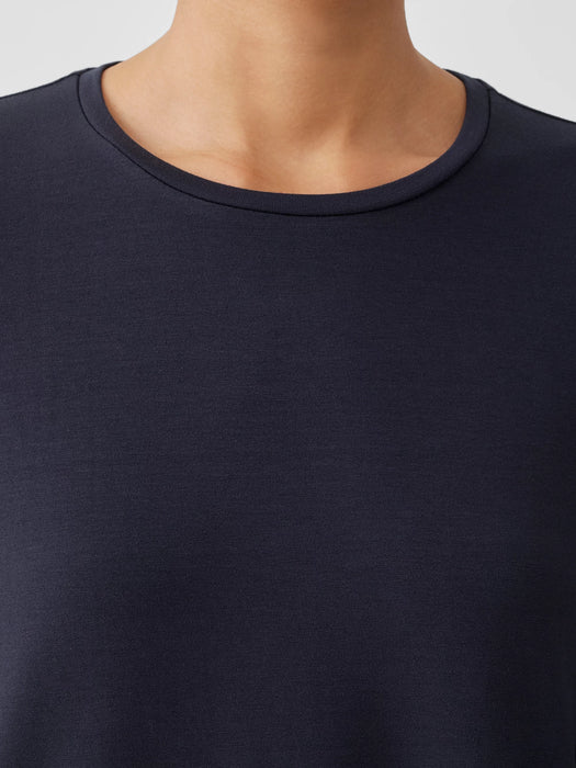 Stretch Jersey Knit Crew Neck Top