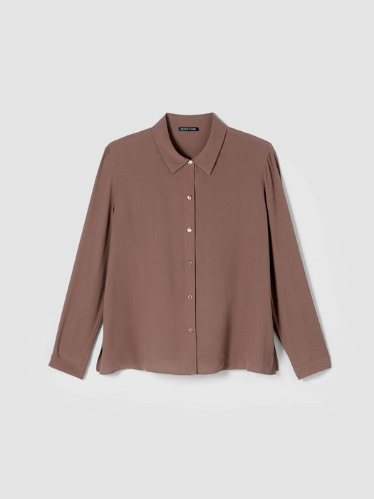 Silk Georgette Crepe Classic Collar Shirt