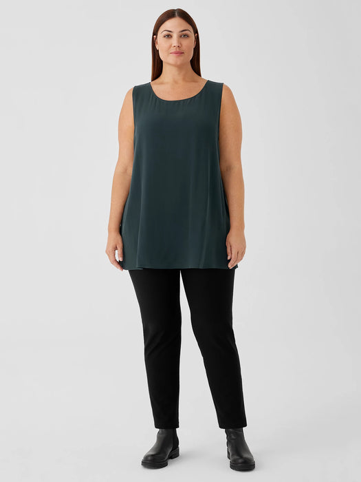 Silk Georgette Crepe&nbsp;Ballet Neck Long Tank