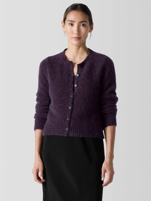 Mohair Plush M&eacute;lange Crew Neck Cardigan