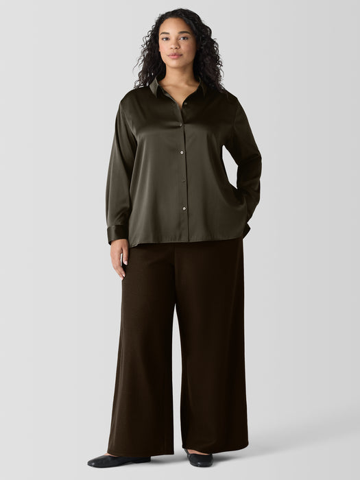 Stretch Silk Charmeuse&nbsp;Classic Collar Shirt