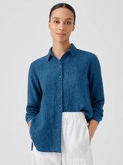 Washed Organic Linen D&eacute;lav&eacute; Classic Collar Shirt