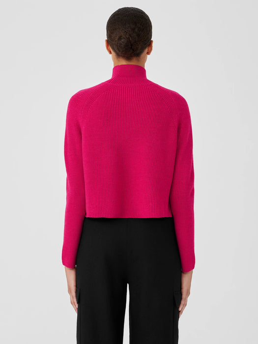 Merino Cropped Turtleneck Top in Regenerative Wool