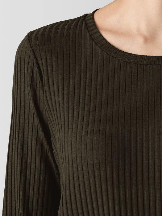 Textured Stretch Rib Crew Neck Dress