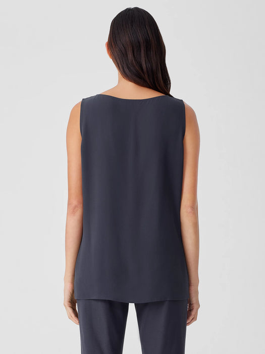 Silk Georgette Crepe&nbsp;Ballet Neck Long Tank