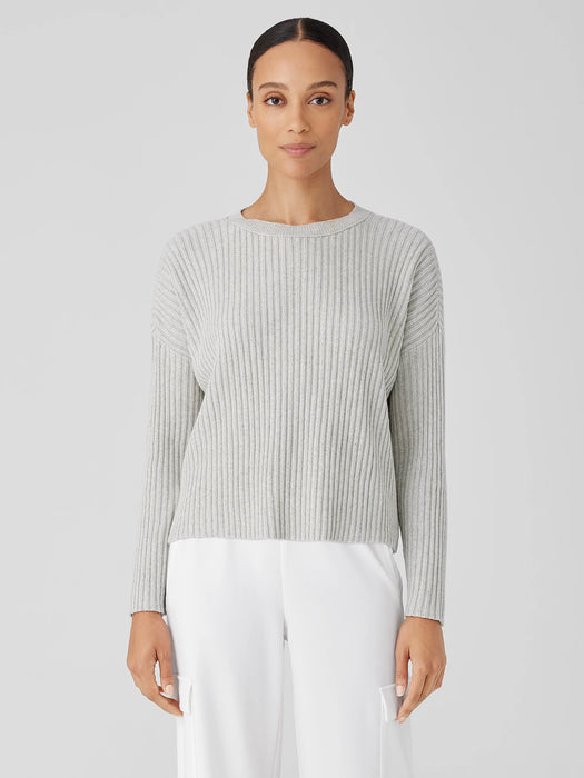 Cotton and Recycled Cashmere Crew Neck Box-Top