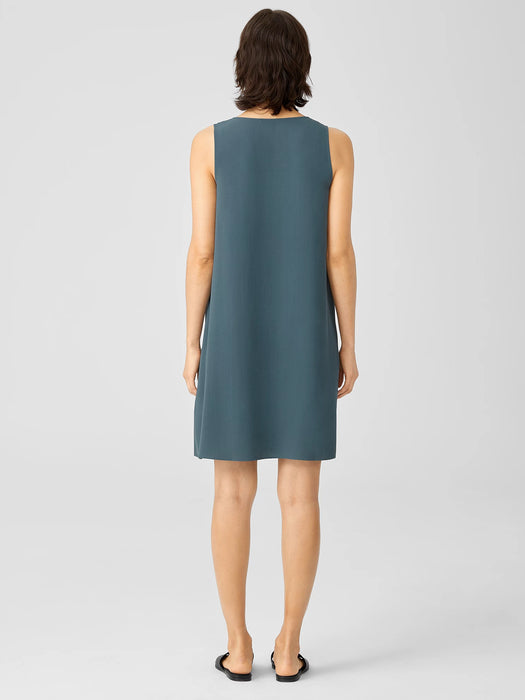 Silk Georgette Crepe Pleated Dress