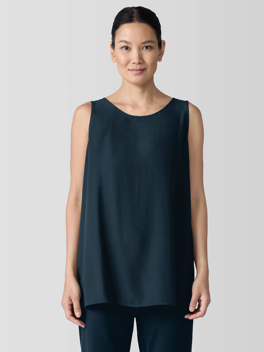 Silk Georgette Crepe&nbsp;Ballet Neck Long Tank