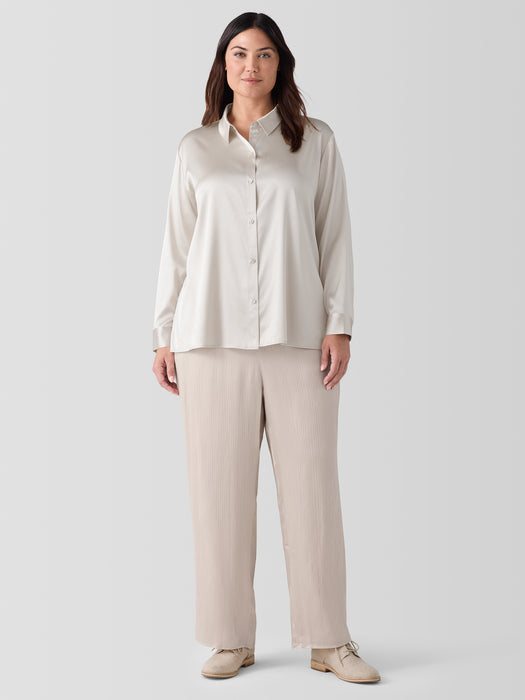 Stretch Silk Charmeuse&nbsp;Classic Collar Shirt