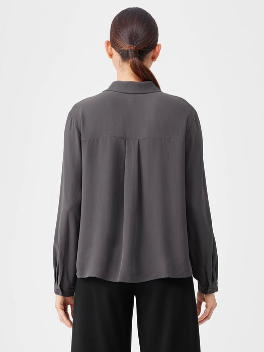 Silk Georgette Crepe Classic Collar Shirt