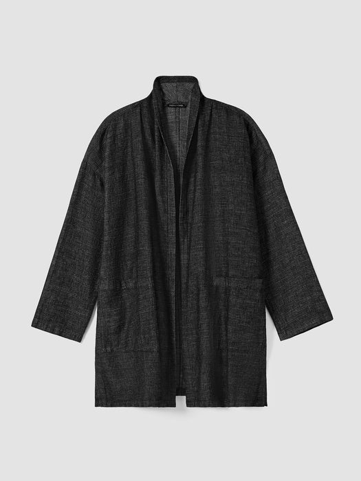 Tweedy Hemp Cotton High Collar Coat