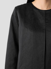 Linen Silk Satin Round Neck Jacket