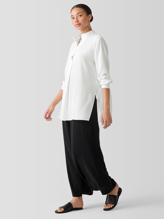 Silk Georgette Crepe Stand Collar Top