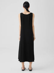Silk Georgette Crepe Scoop Neck Dress