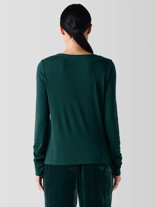 Ribbed Pima Cotton Blend Scoop Neck Top