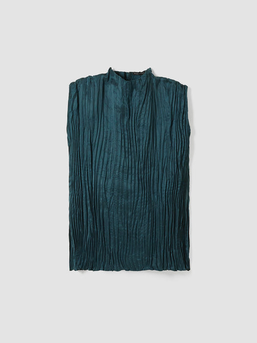 Crushed Cupro Funnel Neck Long Top