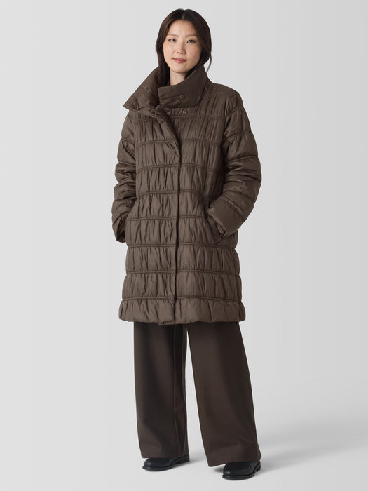 Eggshell Recycled Nylon Stand Collar Coat
