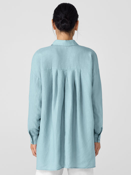 Organic Handkerchief Linen Classic Collar Long Shirt