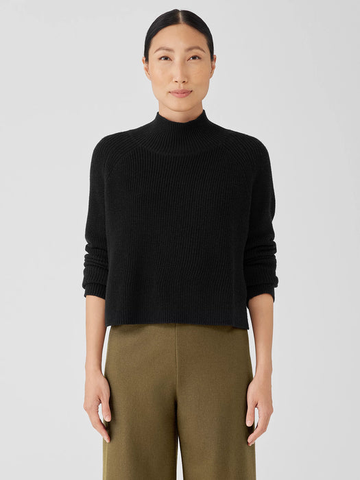 Merino Cropped Turtleneck Top in Regenerative Wool