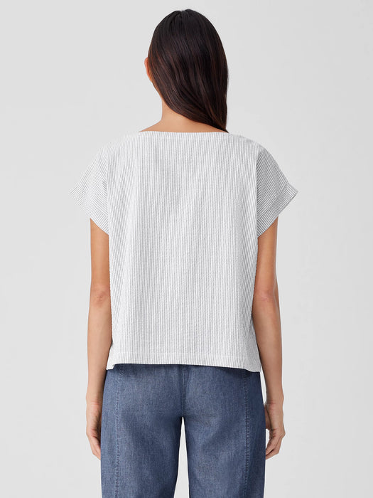 Organic Cotton Ripple Ballet Neck Top