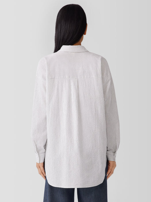 Organic Cotton Ripple&nbsp;Checkered&nbsp;Classic Collar Shirt