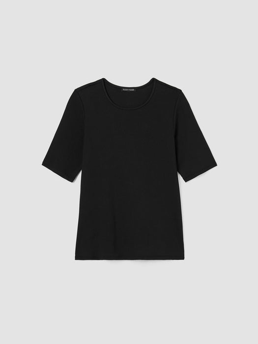 Organic Cotton Stretch Rib Crew Neck Top
