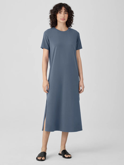 Pima Cotton Stretch Jersey Crew Neck Dress