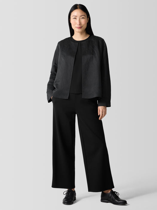 Linen Silk Satin Round Neck Jacket