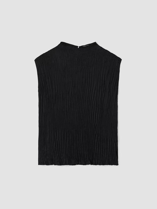 Crushed Cupro Funnel Neck Long Top