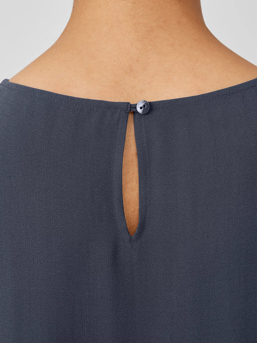 Silk Georgette Crepe Jewel Neck Tank