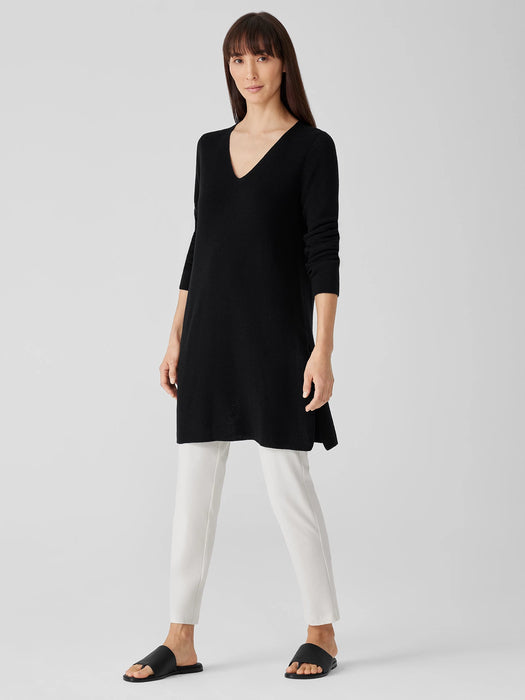 Peruvian Organic Cotton Crepe V-Neck Long Top