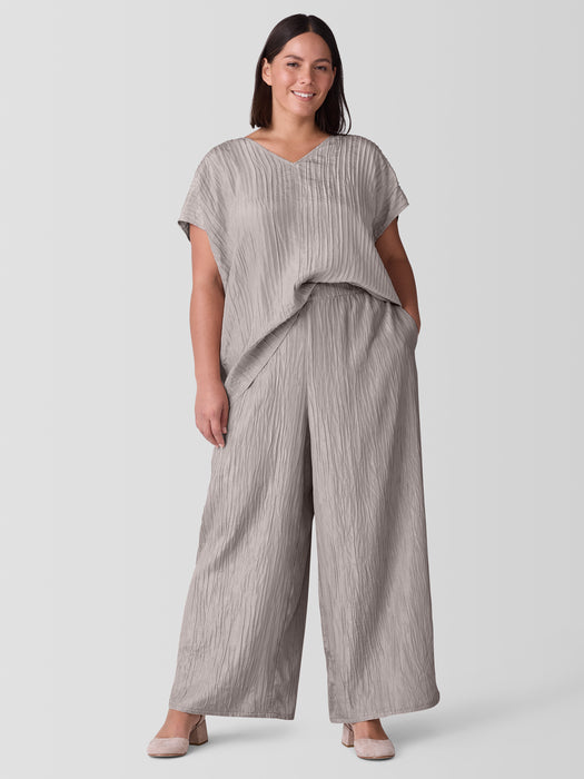 Textured Silk Jacquard Wide-Leg Pant