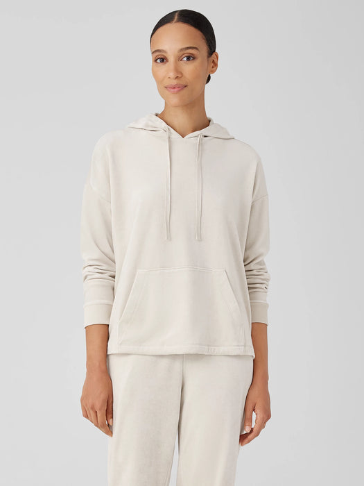 Cozy Velour Knit Hooded Top