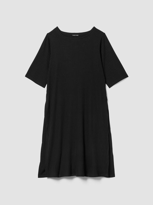 Textured Stretch Rib Ballet Neck Top