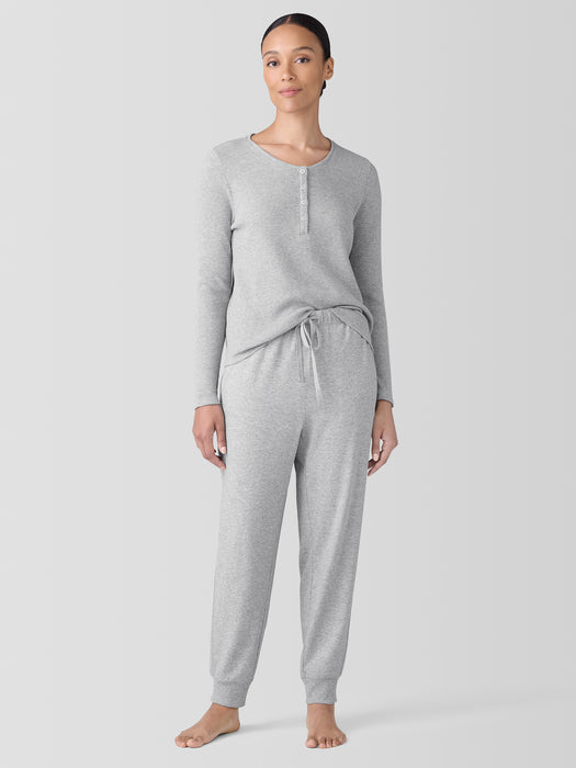 M&eacute;lange Organic Cotton Waffle Henley Sleep Top