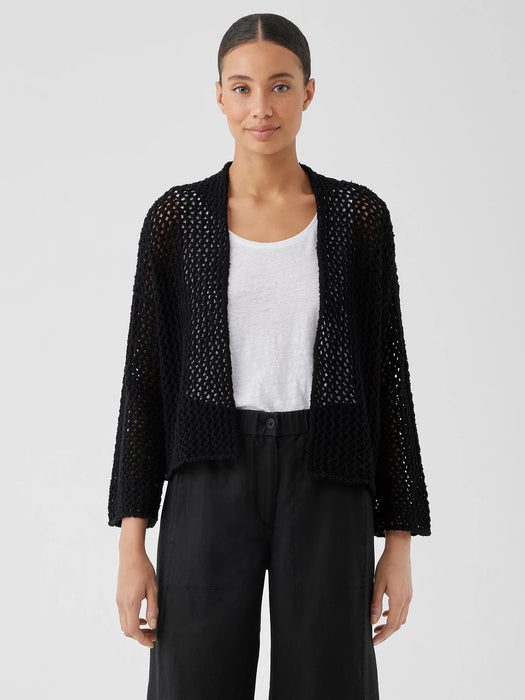 Peruvian Organic Cotton Boucle&nbsp;High Collar Cardigan