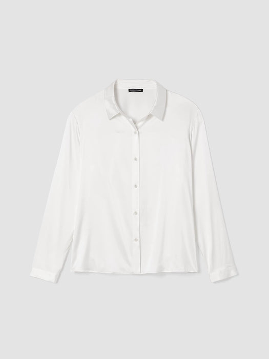 Stretch Silk Charmeuse Classic Collar Shirt