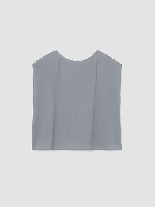 Silk Georgette Crepe Shirred-Back Top