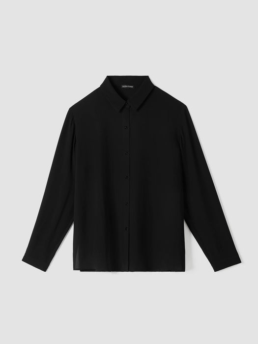 Silk Georgette Crepe Classic Collar Shirt