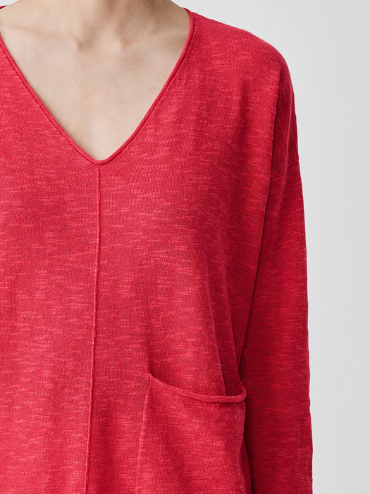 Organic Linen Cotton Slub V-Neck Top