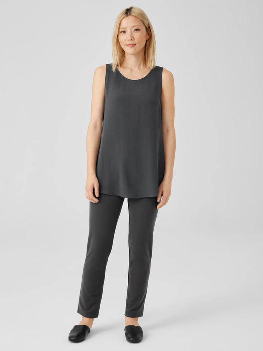 Silk Georgette Crepe&nbsp;Ballet Neck Long Tank