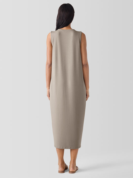 Stretch Jersey Knit Round Neck Dress