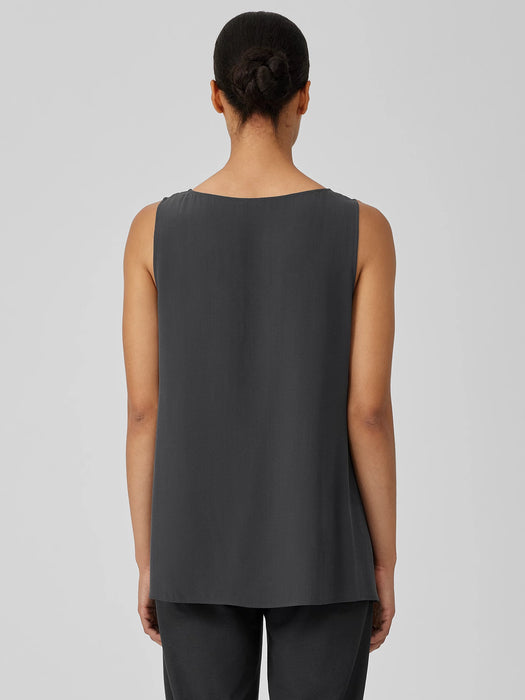 Silk Georgette Crepe&nbsp;Ballet Neck Long Tank