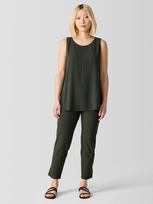 Silk Georgette Crepe&nbsp;Ballet Neck Long Tank