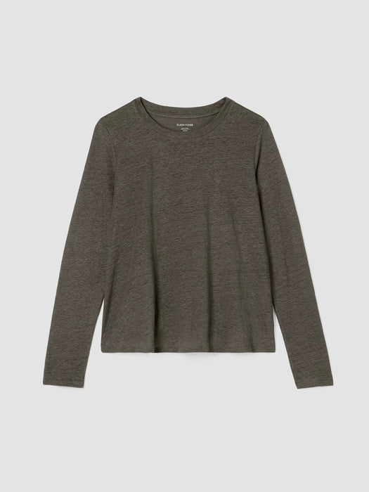 Organic Linen Jersey Crew Neck Top
