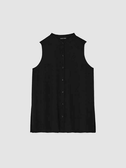 Silk Georgette Crepe Sleeveless Shirt