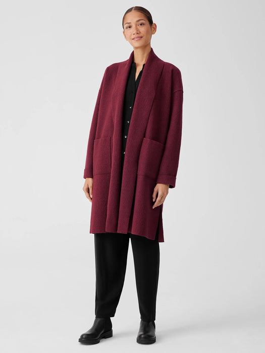Lightweight Boiled&nbsp;Wool High Collar Coat in Regenerative Wool