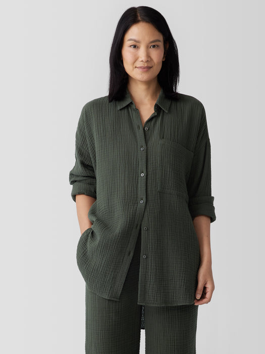 Organic Cotton Lofty Gauze Classic Collar Long Shirt