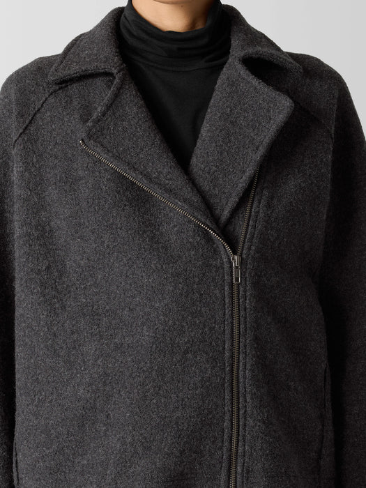 Lightweight Boiled Wool Motorcycle Jacket in Regenerative Wool